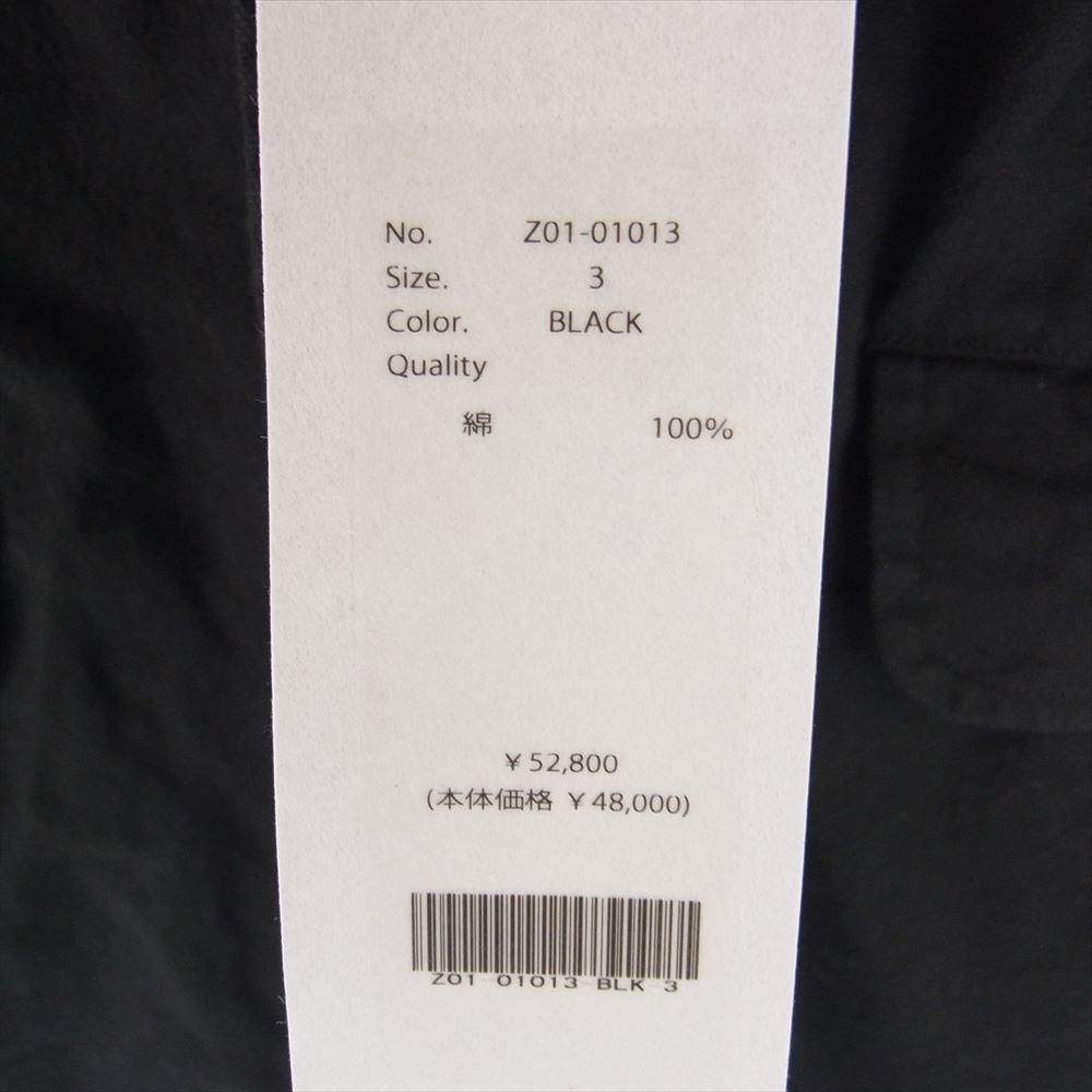 COMOLI コモリ 24SS Z01-01013 コットンダックス テーラード ジャケット  ブラック系 3【新古品】【未使用】【中古】
