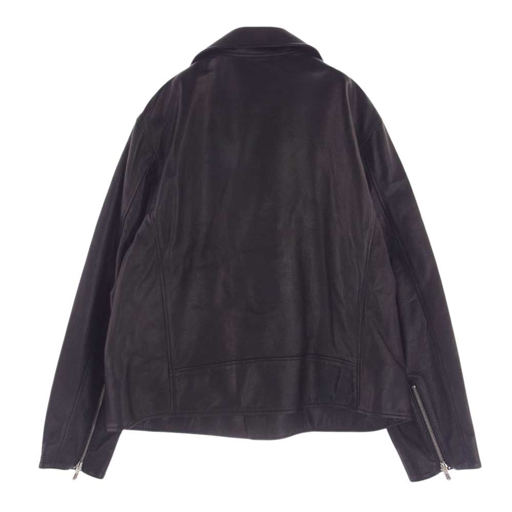 PORTER CLASSIC ポータークラシック PC-017-1962-0010-0014 PC RIDERS JACKET W/LOVE&PEACE SILVER シルバー925ボタン&925ファスナートップ カウレザー ダブル ライダース ジャケット  ブラック系 L【美品】【中古】