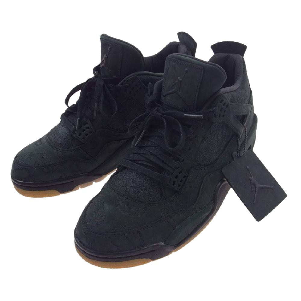 NIKE AIR JORDAN ナイキ ジョーダン 930155-001 × KAWS AJ4 Retro Black カウズ レトロ ブラック スニーカー ブラック系 28.5cm【中古】