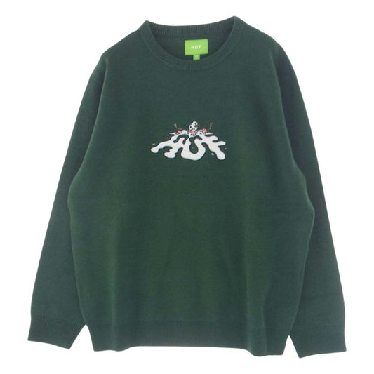 HUF ハフ SNOWMAN CREW SWEATER セーター ニット グリーン系 M【中古】
