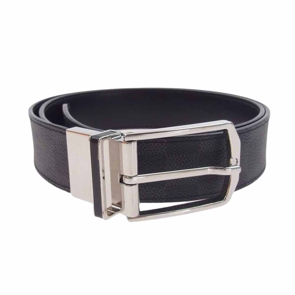 LOUIS VUITTON ルイ・ヴィトン M9074 ダミエ グラフィット サンチュール スレンダー ベルト ブラック系 95/38【中古】