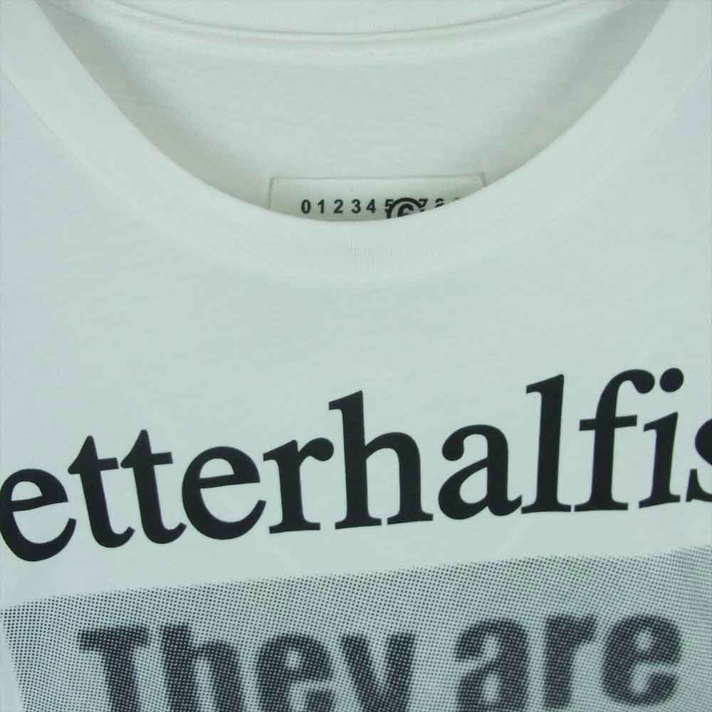 MAISON MARGIELA メゾンマルジェラ S62GD0054 MM6 エムエムシックス メッシュ レイヤード プリントT カットソー イタリア製 ホワイト系【中古】