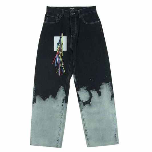MSGM エムエスジーエム 3340MP49L イタリア製 Jeans bleached hands ブリーチ ジーンズ デニム パンツ 加工 ブラック系 グレー系 44【中古】
