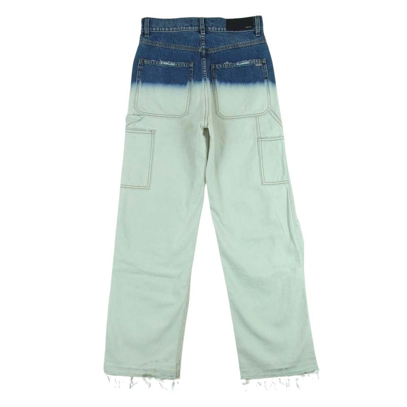 アミリ BLEACHED CUT DENIM CARPENTER JEANS ブリーチ ダメージ加工 カーペンター デニム パンツ ホワイト系 インディゴブルー系 25【美品】【中古】