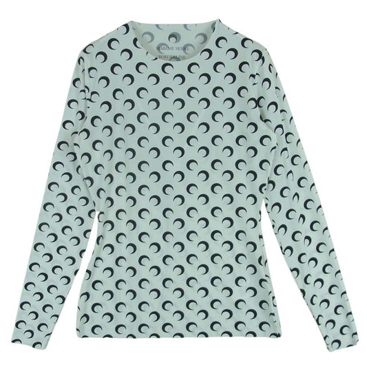 マリーンセル REGENERATED AOM JERSEY LONG SLEEVES SECOND SKIN 三日月 モチーフ 長袖 カットソー ホワイト系 ブラック系 M【中古】
