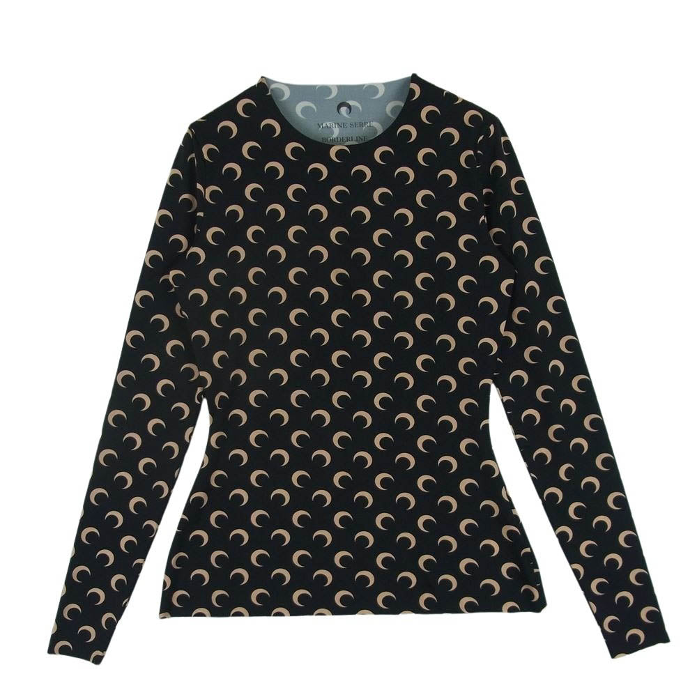 マリーンセル REGENERATED AOM JERSEY LONG SLEEVES SECOND SKIN 三日月 モチーフ 長袖 カットソー ブラック系 ベージュ系 M【中古】