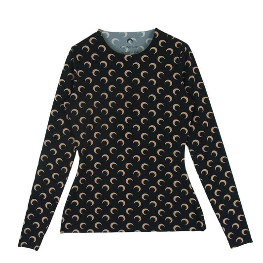 マリーンセル REGENERATED AOM JERSEY LONG SLEEVES SECOND SKIN 三日月 モチーフ 長袖 カットソー ブラック系 ベージュ系 M【中古】
