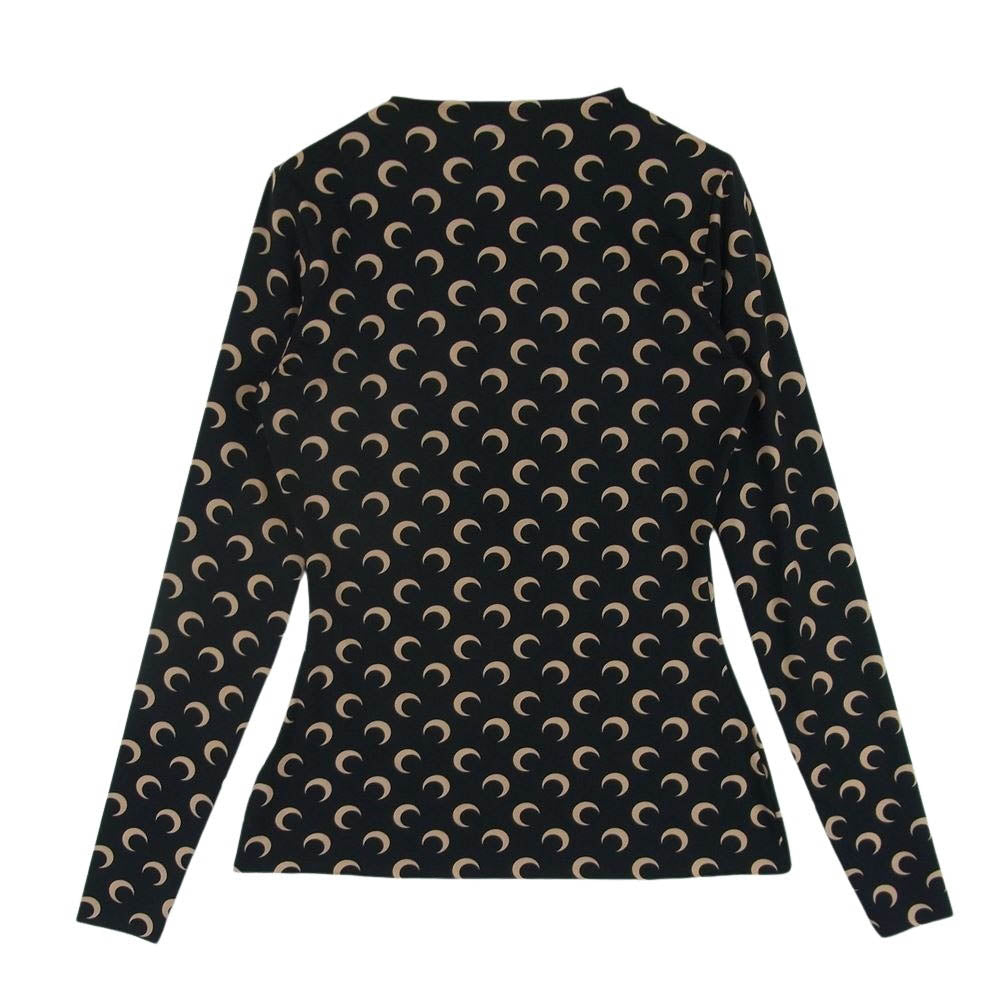 マリーンセル REGENERATED AOM JERSEY LONG SLEEVES SECOND SKIN 三日月 モチーフ 長袖 カットソー ブラック系 ベージュ系 M【中古】