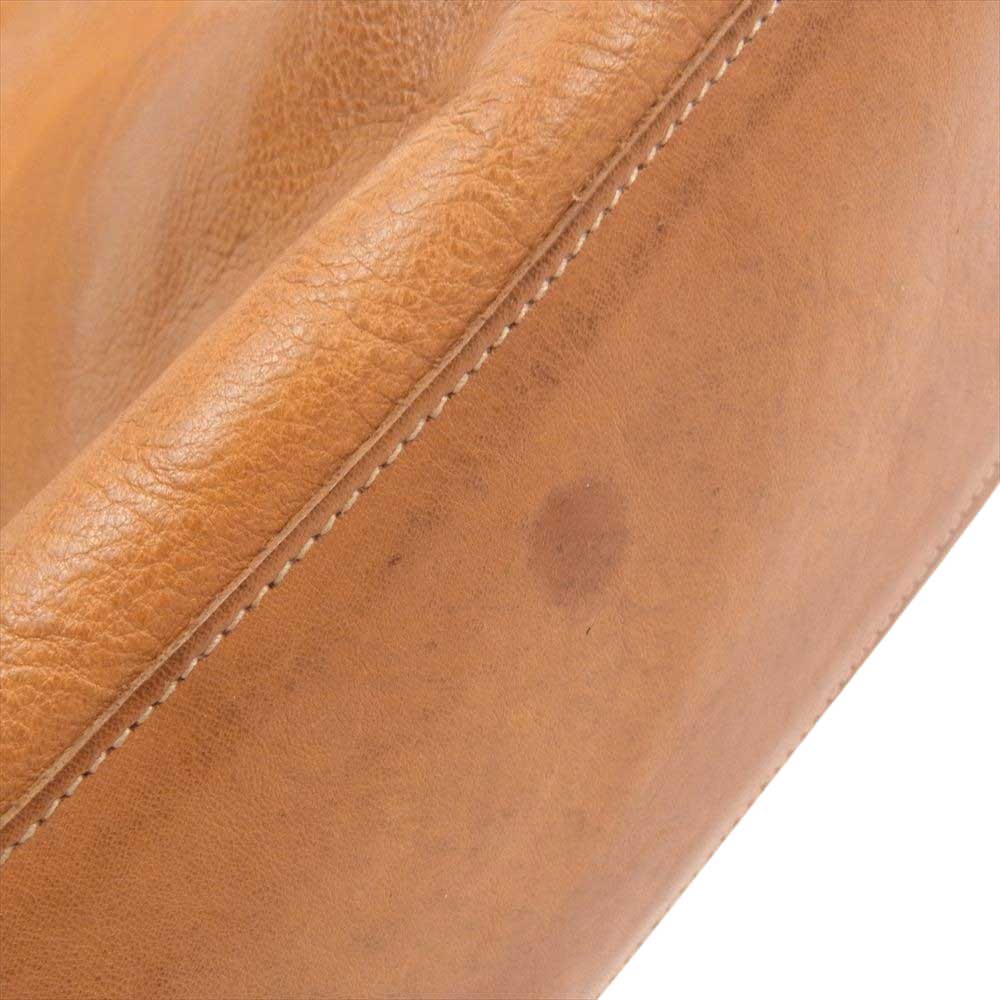 IL BISONTE イルビゾンテ 型押し ロゴ レザー トート バッグ ライトブラウン系【中古】