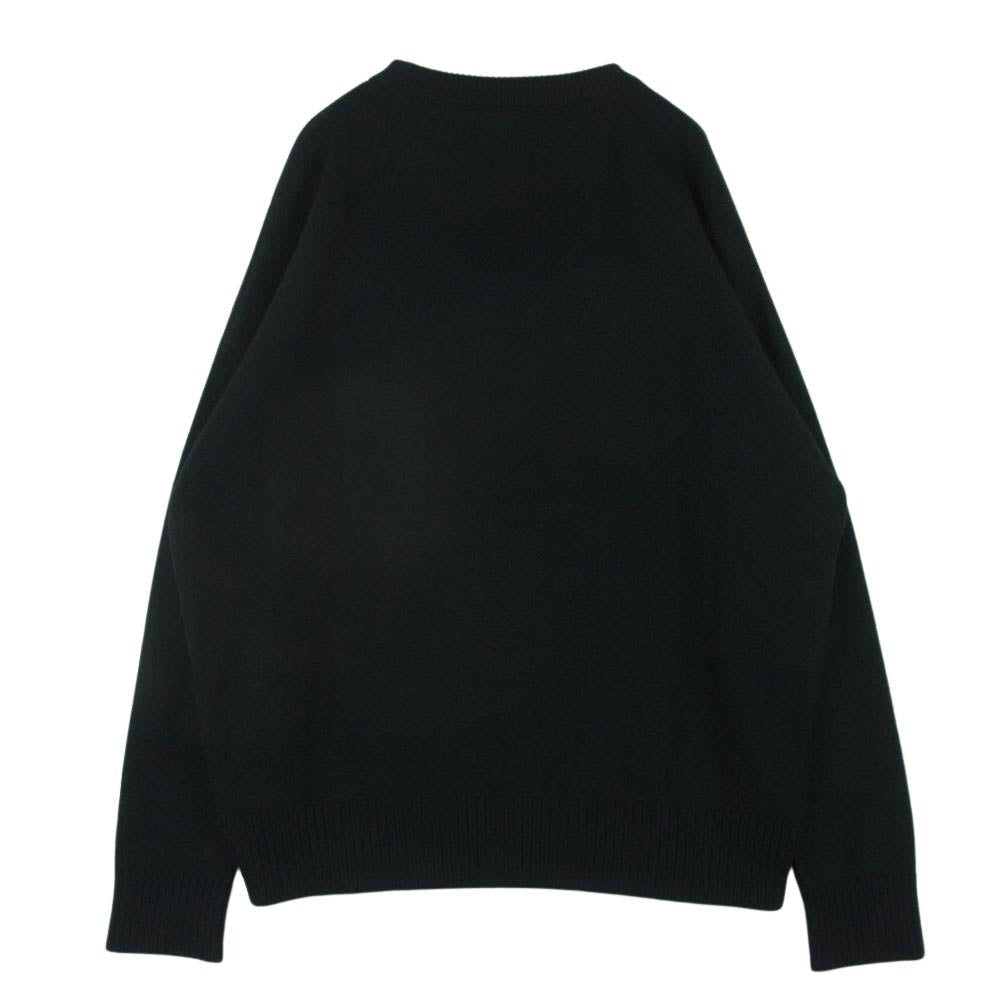 アミパリス 22AW UKS002.018 オーバーサイズ ハートロゴ クルーネック ニット セーター ブラック系 L【中古】