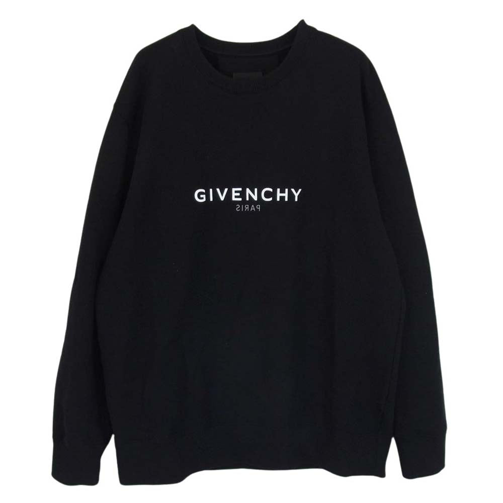 GIVENCHY ジバンシィ BMJ0HA3Y8N Reverse slim fit sweatshirt リバース ロゴ クルーネック スウェット シャツ ブラック系 L【中古】