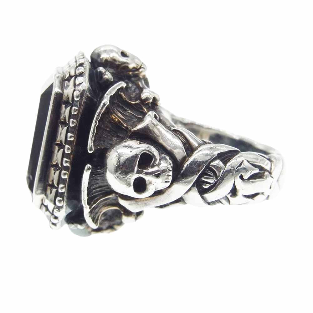 TRYGOD トライゴッド スカル オニキス リング シルバー系 11.5号【中古】