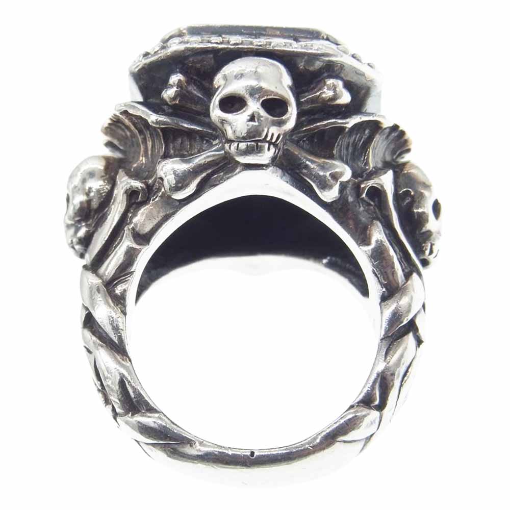TRYGOD トライゴッド スカル オニキス リング シルバー系 11.5号【中古】