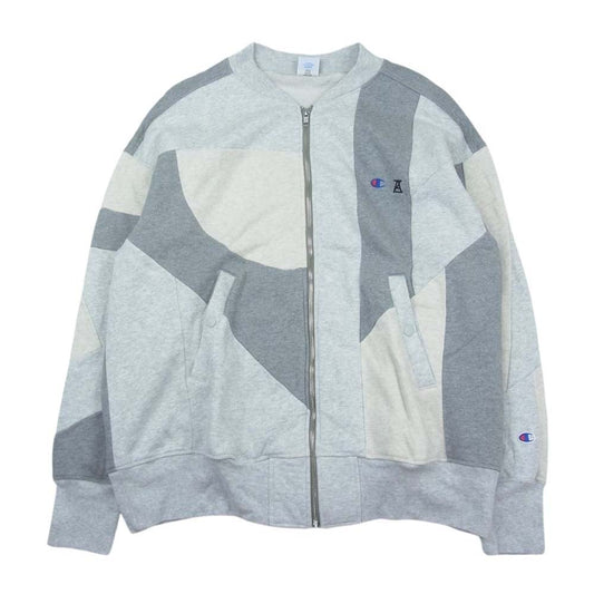 ANREALAGE アンリアレイジ × Champion チャンピオン Vol.2 ZIP SWEATSHIRT パッチワーク スウェット ブルゾン グレー系 L【中古】