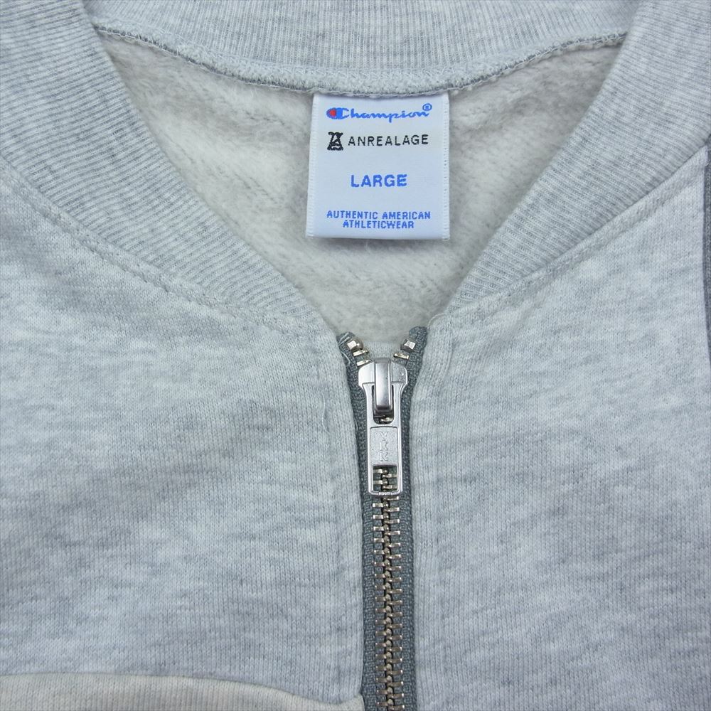 ANREALAGE アンリアレイジ × Champion チャンピオン Vol.2 ZIP SWEATSHIRT パッチワーク スウェット ブルゾン グレー系 L【中古】