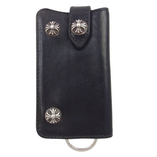 CHROME HEARTS クロムハーツ（原本無） KEY CASE クロス ボタン レザー キーケース ブラック系【中古】