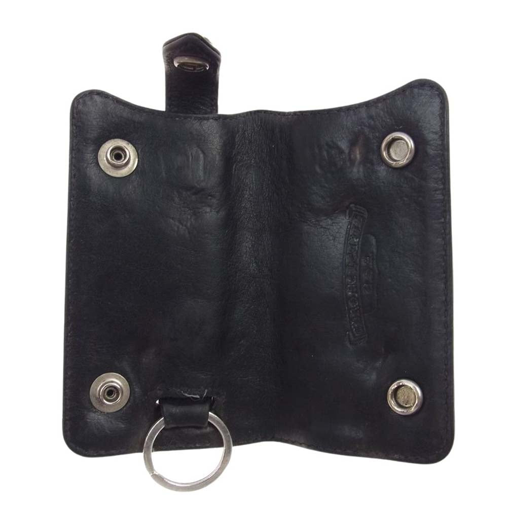 CHROME HEARTS クロムハーツ（原本無） KEY CASE クロス ボタン レザー キーケース ブラック系【中古】