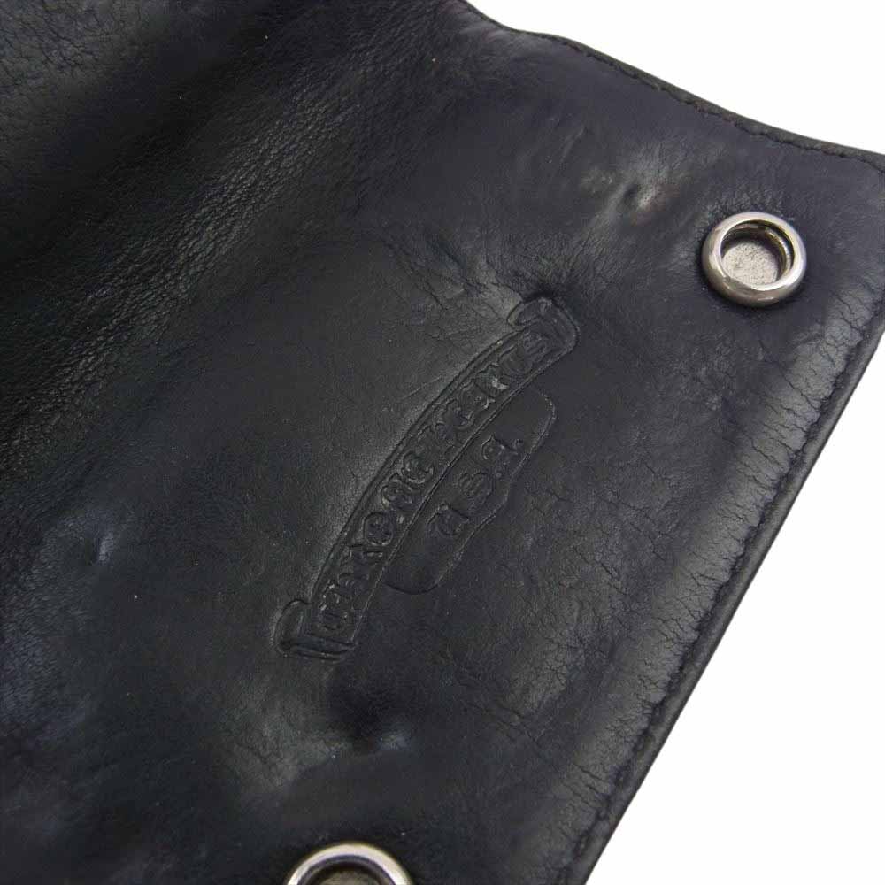 CHROME HEARTS クロムハーツ（原本無） KEY CASE クロス ボタン レザー キーケース ブラック系【中古】