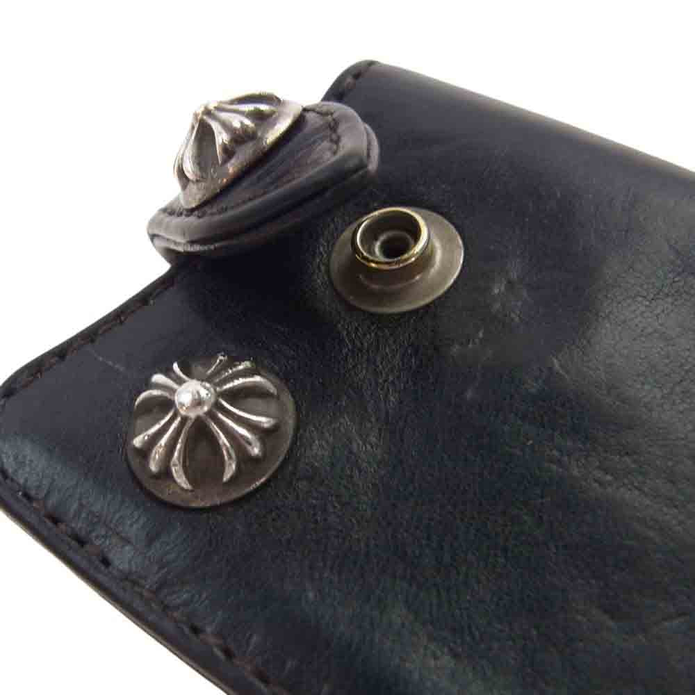 CHROME HEARTS クロムハーツ（原本無） KEY CASE クロス ボタン レザー キーケース ブラック系【中古】