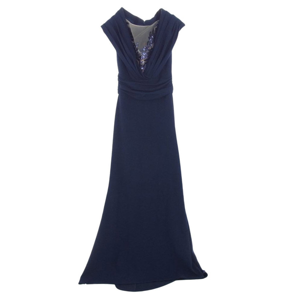 タダシ ショージ HARUMI PEEKABOO PAILLETTE GOWN ピーカブー パーティ ロング ドレス ワンピース ネイビー系 XXS【中古】