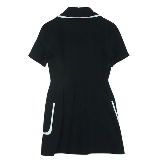 FENDI フェンディ FDA886 ワイドカラー バイカラー シャツ ワンピース イタリア製 ブラック系 38【中古】