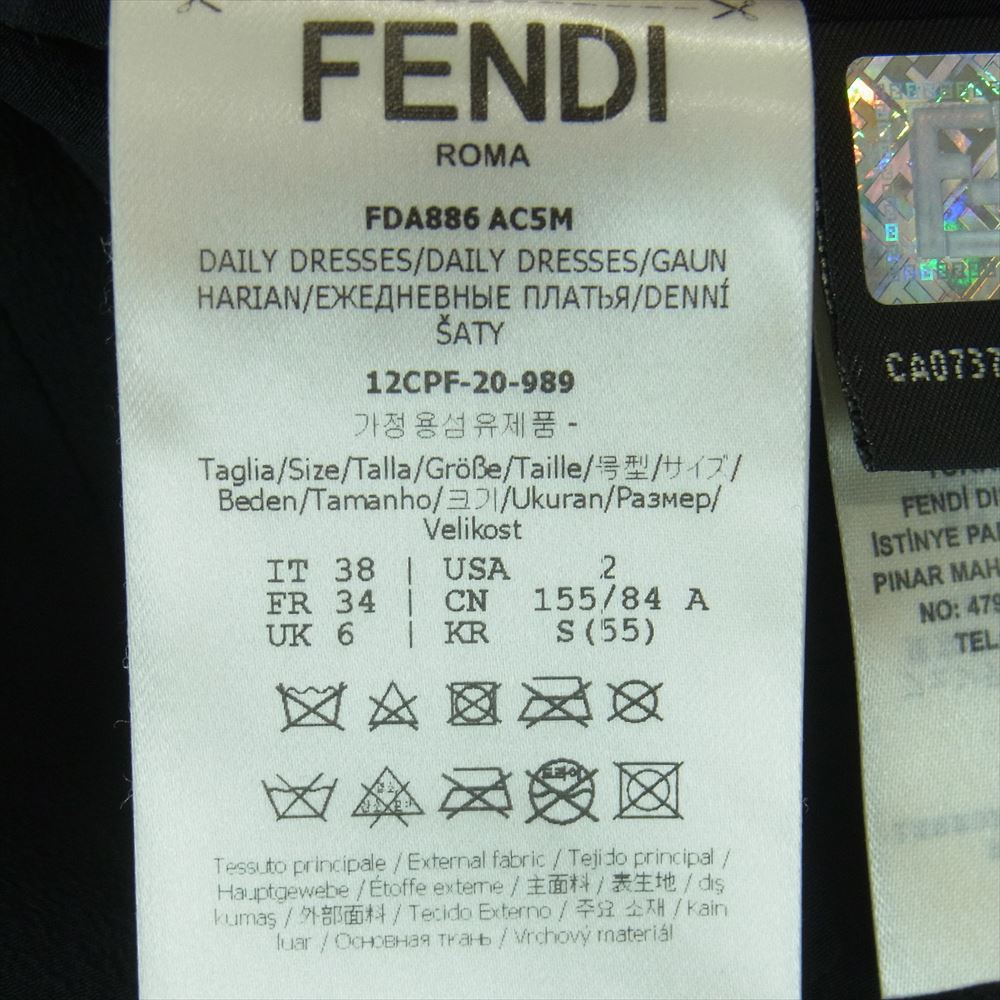 FENDI フェンディ FDA886 ワイドカラー バイカラー シャツ ワンピース イタリア製 ブラック系 38【中古】