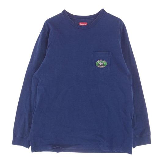 Supreme シュプリーム 21SS Vampire Boy L/S Tee ヴァンパイア ボーイ 刺繍 ポケット 長袖 Tシャツ ブルー系 XL【中古】