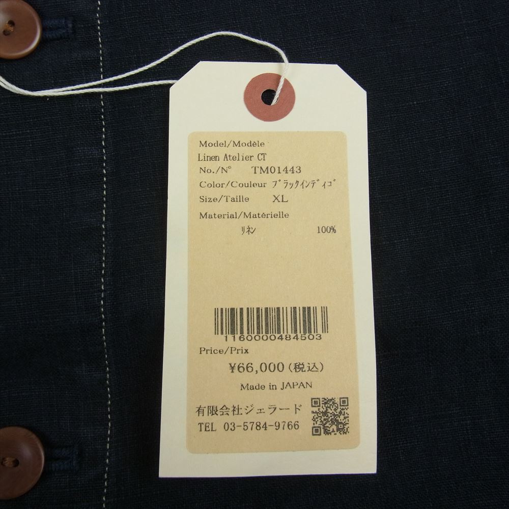 ザトゥーモンキーズ TM01443 JELADO ジェラード Linen Atelier Coat リネン アトリエ コート ブラックインディゴ系 XL【新古品】【未使用】【中古】
