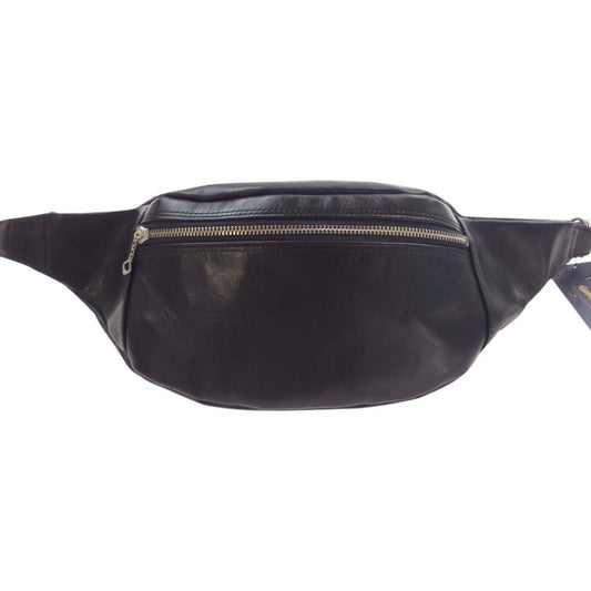 ワイツーレザー BG-07 日本製 Horsehide ホースハイド 馬革 UNIVERSALジップ ボディーバッグ ショルダーバッグ ブラック系【中古】