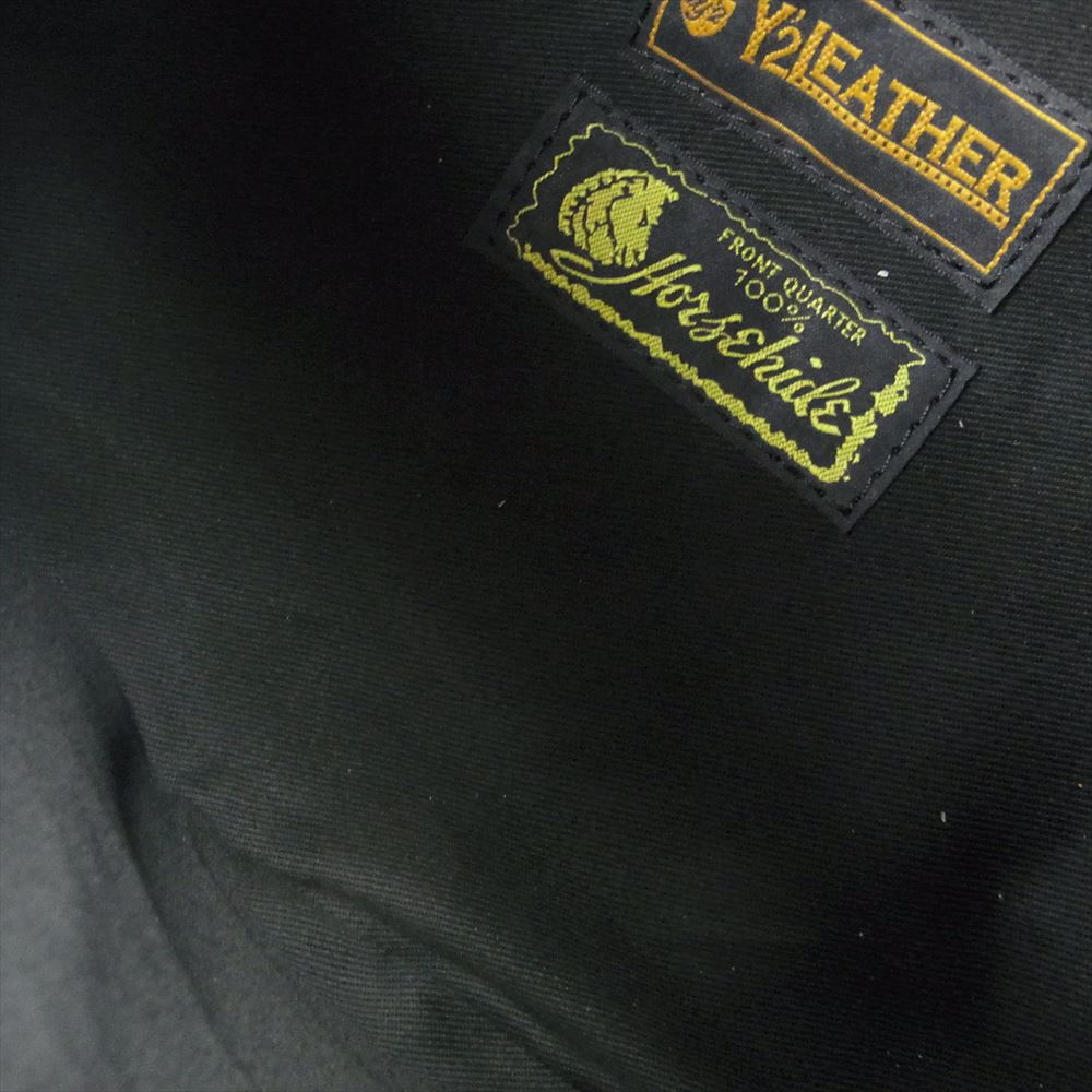 ワイツーレザー BG-07 日本製 Horsehide ホースハイド 馬革 UNIVERSALジップ ボディーバッグ ショルダーバッグ ブラック系【中古】
