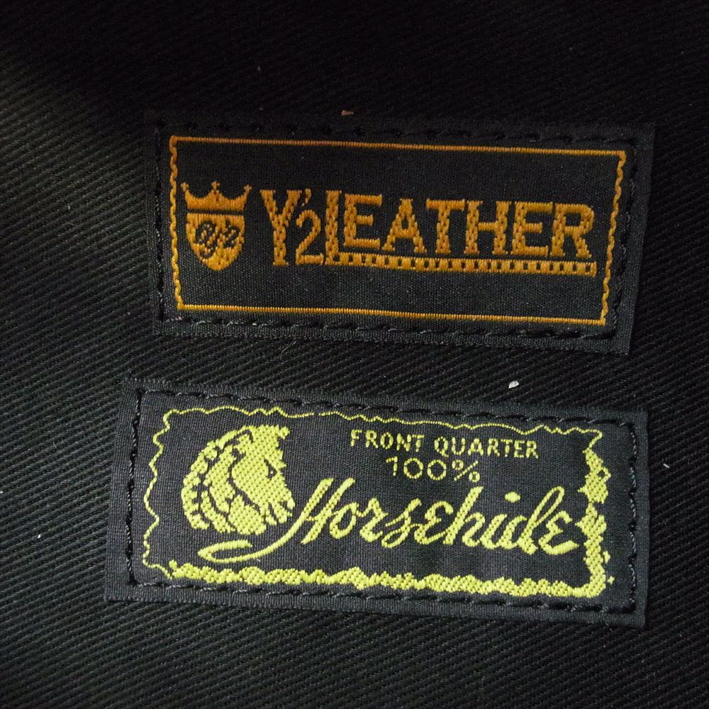 ワイツーレザー BG-07 日本製 Horsehide ホースハイド 馬革 UNIVERSALジップ ボディーバッグ ショルダーバッグ ブラック系【中古】