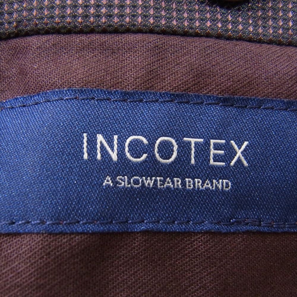 INCOTEX インコテックス 国内正規品 イタリア製 千鳥格子 ハウンドトゥース コットン スラックス パンツ ネイビー系 48【中古】