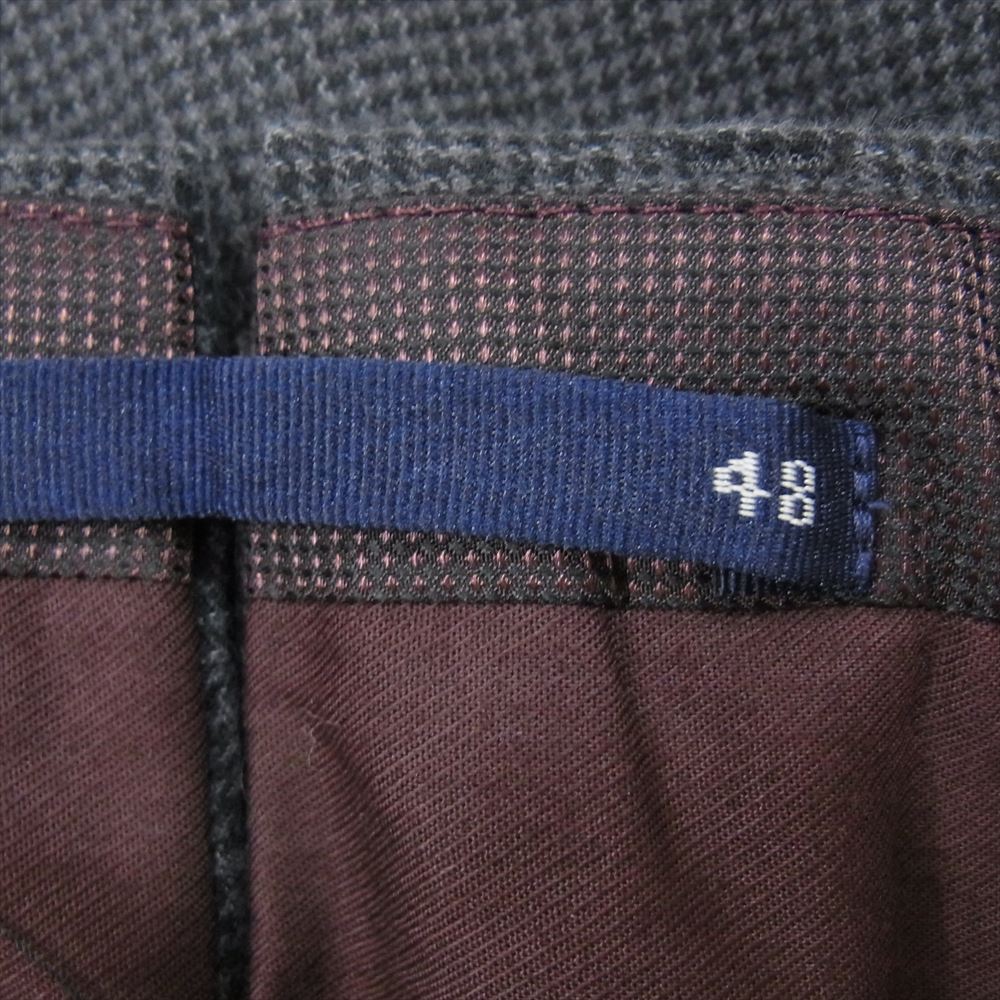 INCOTEX インコテックス 国内正規品 イタリア製 千鳥格子 ハウンドトゥース コットン スラックス パンツ ネイビー系 48【中古】