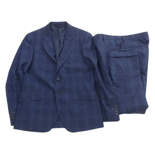 Paul Smith ポール・スミス PC-ST-52207 COLLECTION CANONICO Super150s カノニコ ウール ウィンドウペン チェック ステッチ 裏地花柄 2B セットアップ スーツ ネイビー系 78/M【美品】【中古】