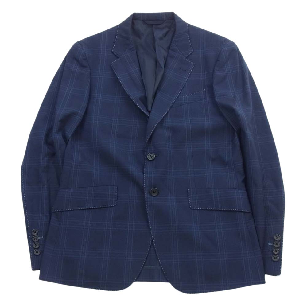 Paul Smith ポール・スミス PC-ST-52207 COLLECTION CANONICO Super150s カノニコ ウール ウィンドウペン チェック ステッチ 裏地花柄 2B セットアップ スーツ ネイビー系 78/M【美品】【中古】