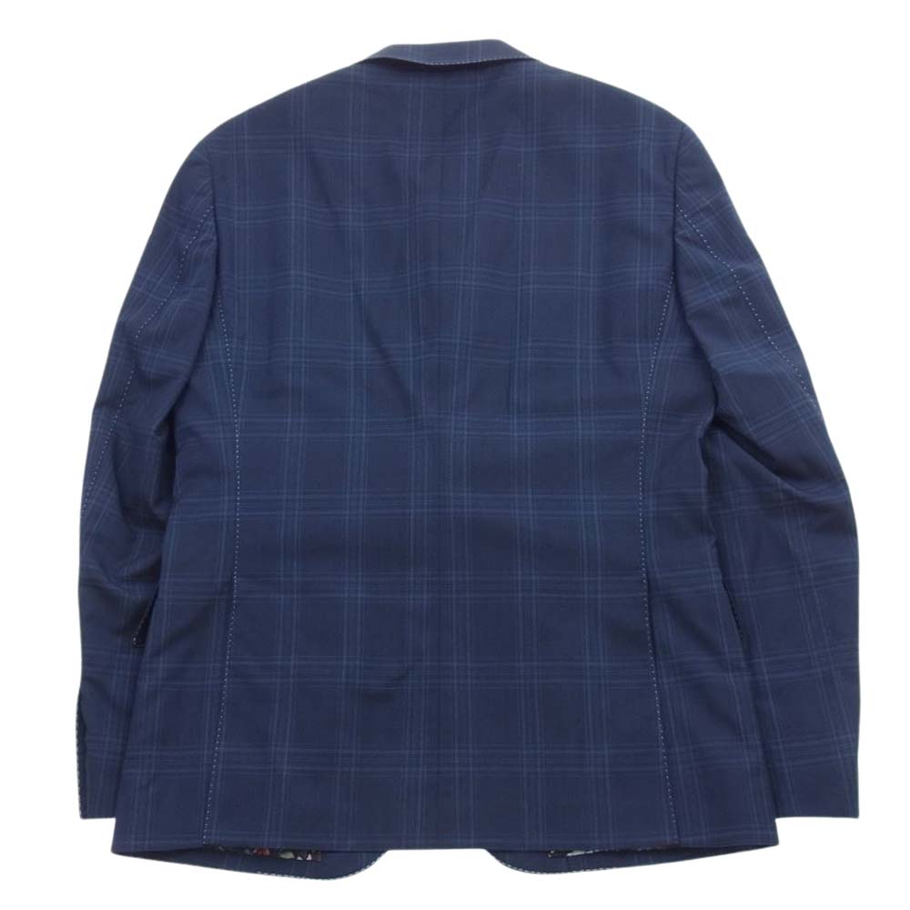 Paul Smith ポール・スミス PC-ST-52207 COLLECTION CANONICO Super150s カノニコ ウール ウィンドウペン チェック ステッチ 裏地花柄 2B セットアップ スーツ ネイビー系 78/M【美品】【中古】
