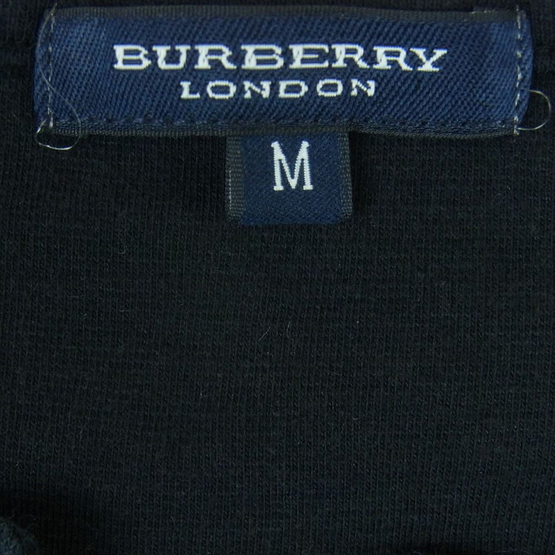 BURBERRY LONDON バーバリー ロンドン ロゴ刺繍 チェック柄 スキッパ― ベスト ブラック系 M【中古】