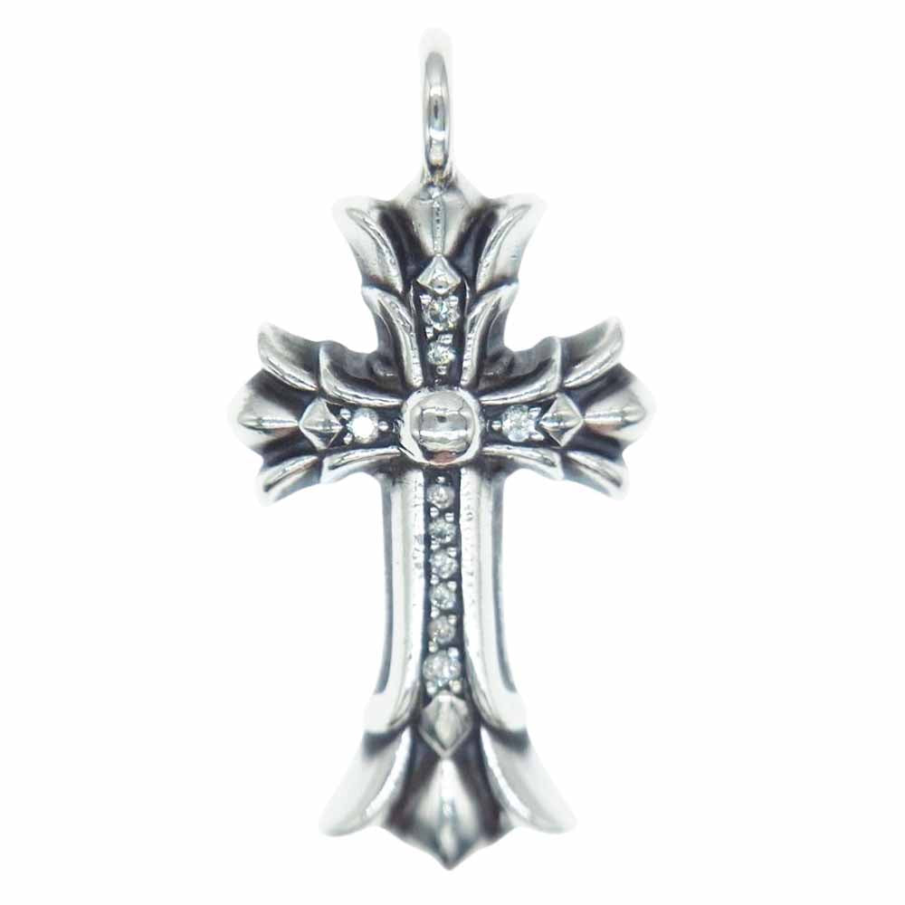 CHROME HEARTS クロムハーツ（原本有） DBL CH CRSP PAVE DIA ダブルCHクロス パヴェダイヤ チャーム ネックレストップ シルバー系【中古】