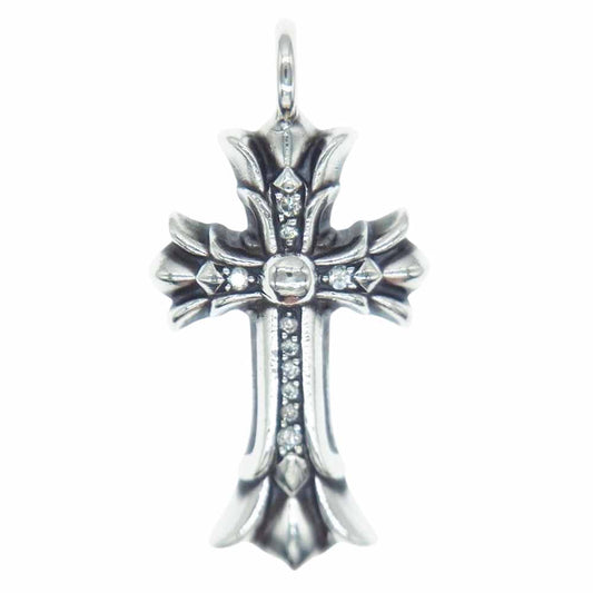 CHROME HEARTS クロムハーツ（原本有） DBL CH CRSP PAVE DIA ダブルCHクロス パヴェダイヤ チャーム ネックレストップ シルバー系【中古】