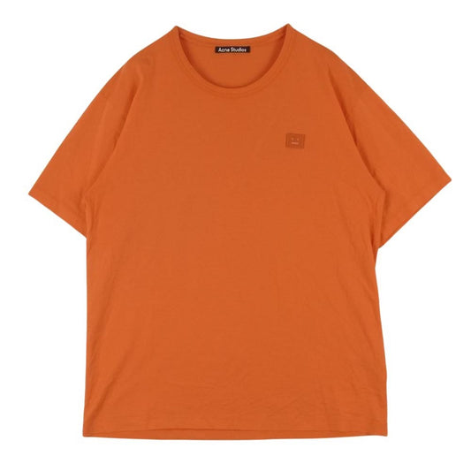 ACNE STUDIOS アクネストゥディオズ 25E173- Nash Face ワンポイント ロゴ フェイスパッチ 半袖 Tシャツ オレンジ系 M【中古】
