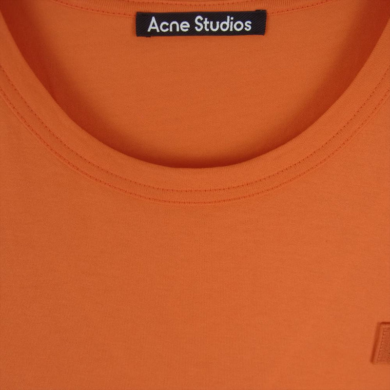 ACNE STUDIOS アクネストゥディオズ 25E173- Nash Face ワンポイント ロゴ フェイスパッチ 半袖 Tシャツ オレンジ系 M【中古】