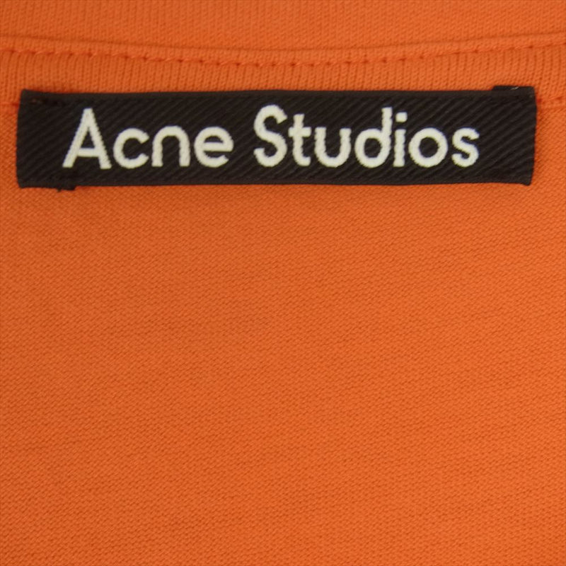 ACNE STUDIOS アクネストゥディオズ 25E173- Nash Face ワンポイント ロゴ フェイスパッチ 半袖 Tシャツ オレンジ系 M【中古】