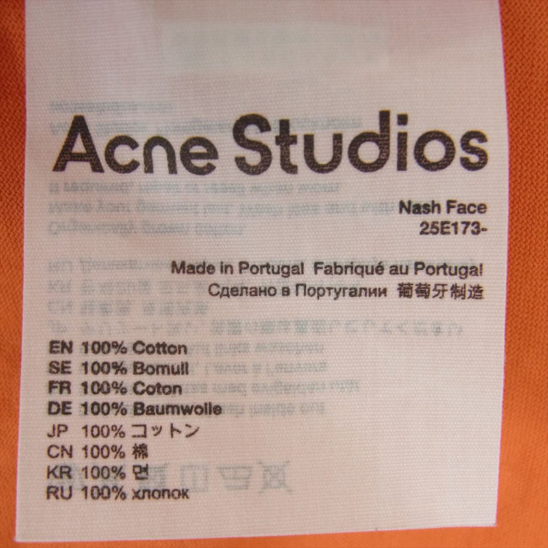 ACNE STUDIOS アクネストゥディオズ 25E173- Nash Face ワンポイント ロゴ フェイスパッチ 半袖 Tシャツ オレンジ系 M【中古】