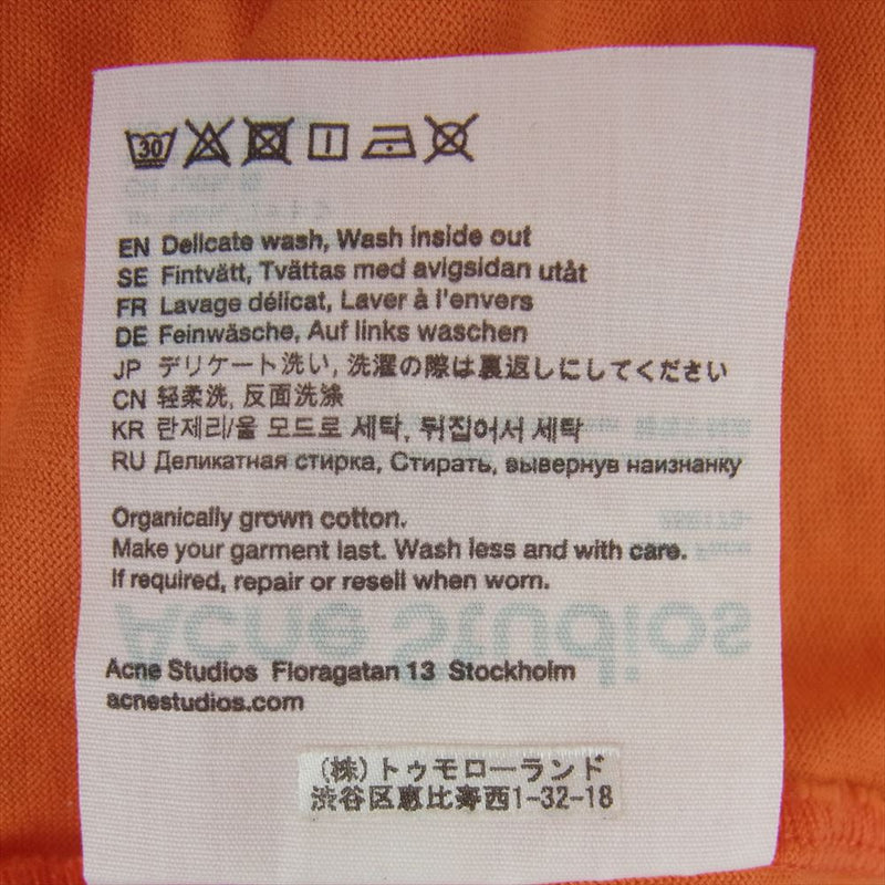 ACNE STUDIOS アクネストゥディオズ 25E173- Nash Face ワンポイント ロゴ フェイスパッチ 半袖 Tシャツ オレンジ系 M【中古】