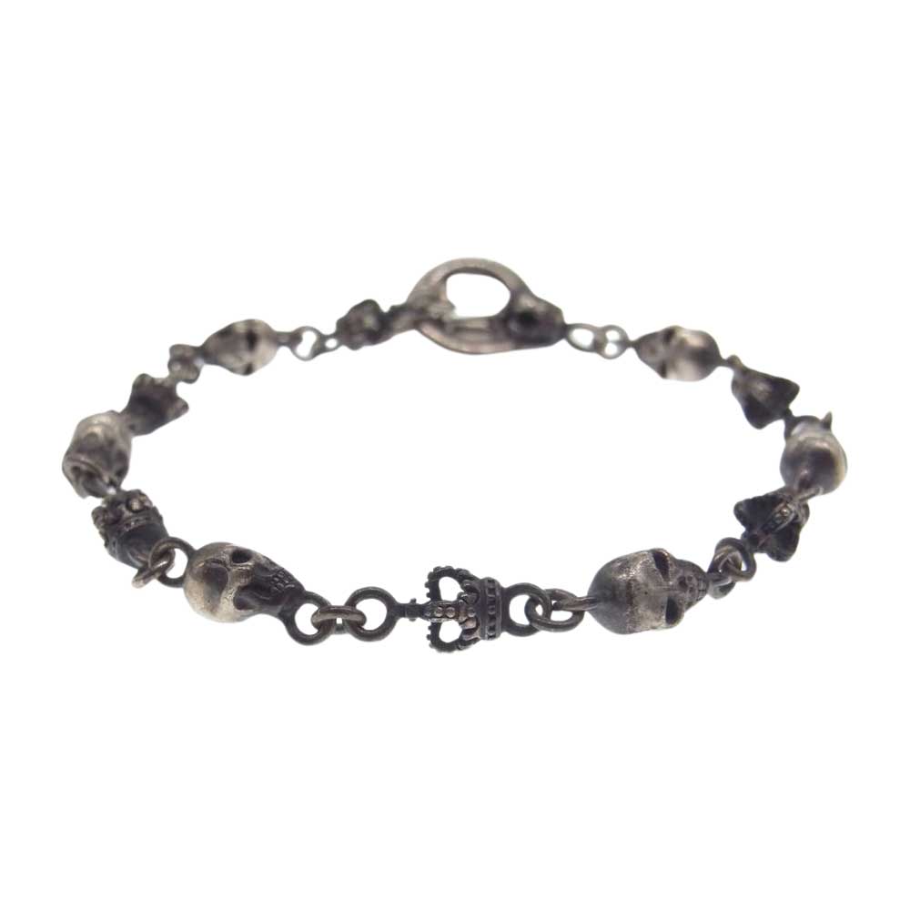 Justin Davis ジャスティンデイビス SBJ126 ギャランティ付属 SKULL DIVINE Bracelet スカル クラウン ブレスレット シルバー系【中古】