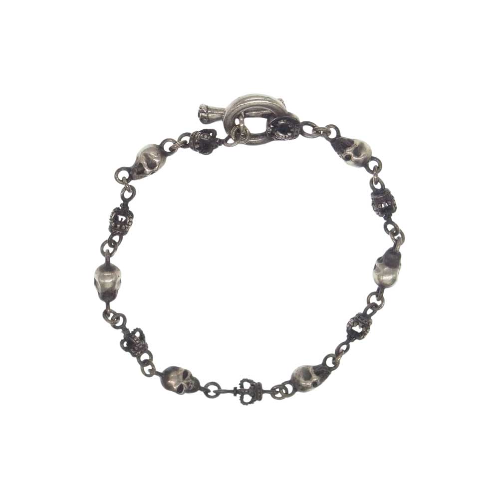 Justin Davis ジャスティンデイビス SBJ126 ギャランティ付属 SKULL DIVINE Bracelet スカル クラウン ブレスレット シルバー系【中古】