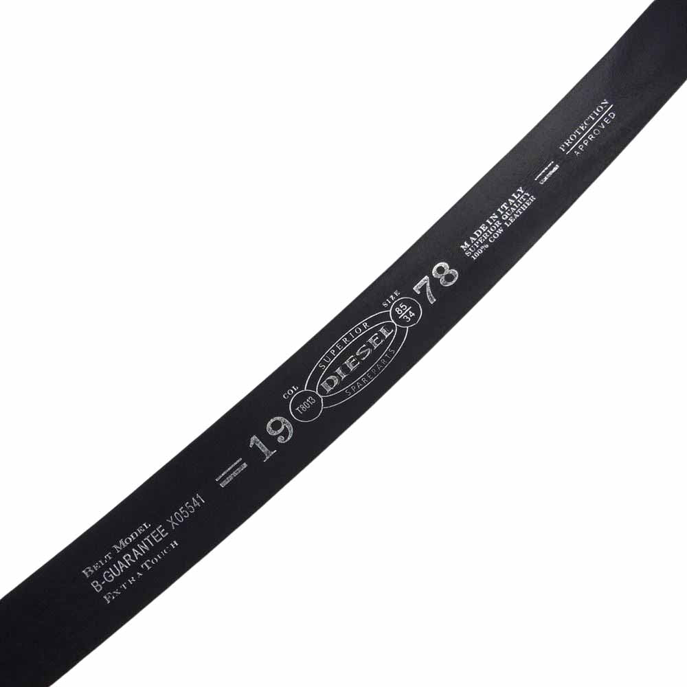 DIESEL ディーゼル イタリア製 牛側 カウレザー レザー ベルト ブラック系 85cm【中古】