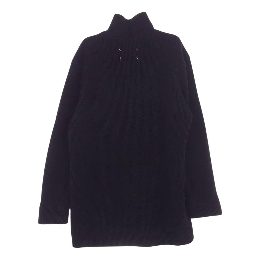 MAISON MARGIELA メゾンマルジェラ 22AW SI1HA0013 S17781  コットン ウール 7ゲージ ジップアップ ドライバーズ ニット  ブラック系 XL【中古】