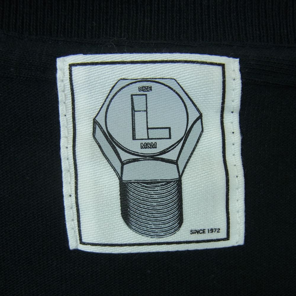 エムアンドエム 刺繍ロゴ 電動工具 バックプリント 半袖 クルーネック Tシャツ ブラック系 L【中古】