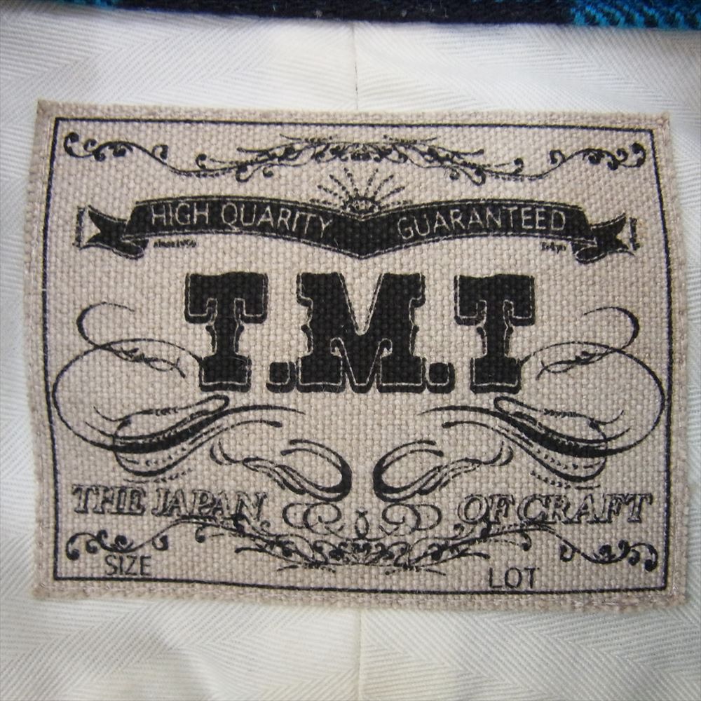 TMT ティーエムティー TSH-F1803 COTTON-WOOL BUFFALO CHECK SHIRTS コットン ウール バッファロー チェック 長袖 シャツ ブルー系 L【中古】